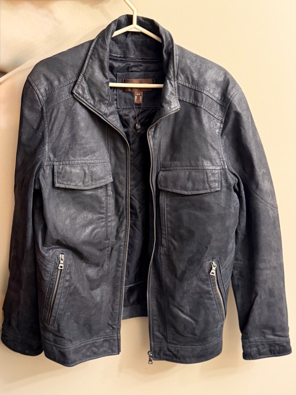 Danier Black Leather Military-Style Field Jacket
